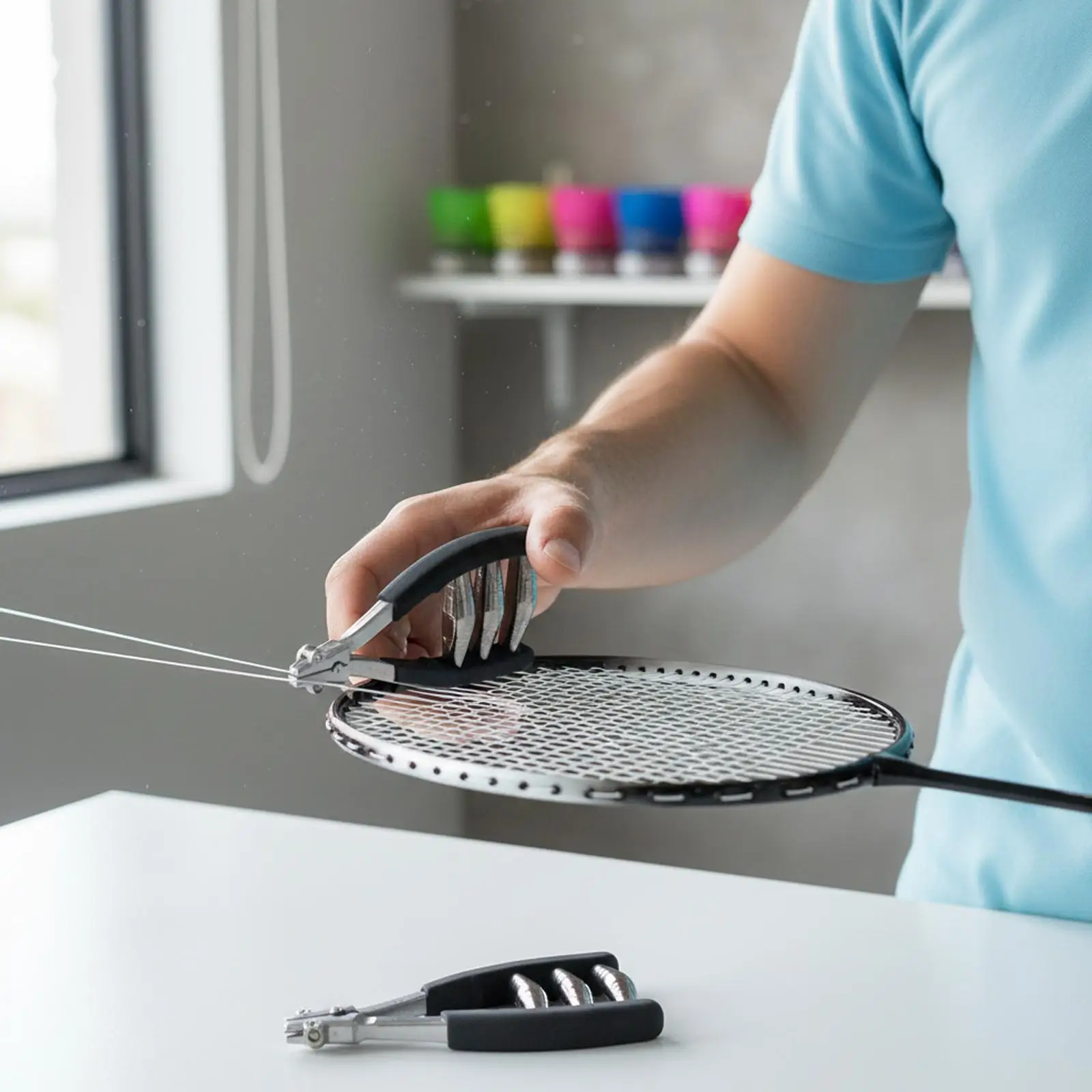 Starting Clamp for Threading Work Tightening Non Slip Handle 3 Spring Stringing Tool with Thread Protection, Stringing Clamp