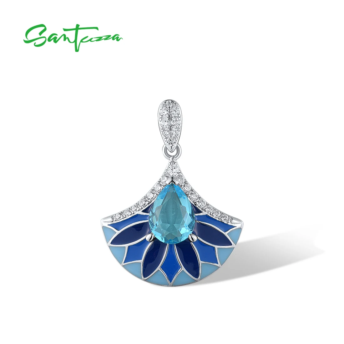 SANTUZZA Genuine 925 Sterling Silver Pendant for Women Sparkling Blue Stone Enamel Elegant Wedding Engagement Fine Jewelry
SANTUZZA Genuine 925 Sterling Silver Pendant for Women Sparkling Blue Stone Enamel Elegant Wedding Engagement Fine Jewelry