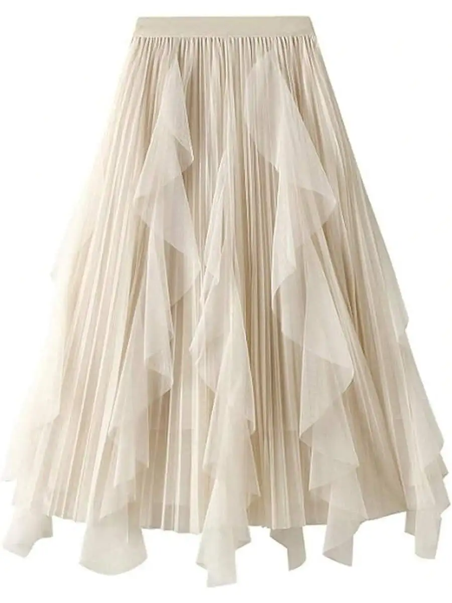 Womens A-Line Elastic Waist Ruffle Tulle Layered Midi Skirt
Womens A-Line Elastic Waist Ruffle Tulle Layered Midi Skirt