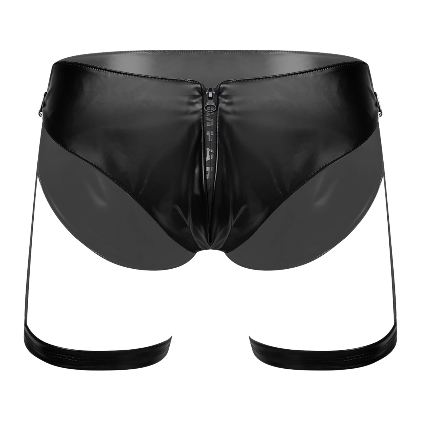Mens Soft PU Briefs Thigh Bands with Garter Clip Set Bulge Pouch Zip Full-butt Coverage Underwear for Nightclub Rave Party Cloth
Mens Soft PU Briefs Thigh Bands with Garter Clip Set Bulge Pouch Zip Full-butt Coverage Underwear for Nightclub Rave Party Cloth