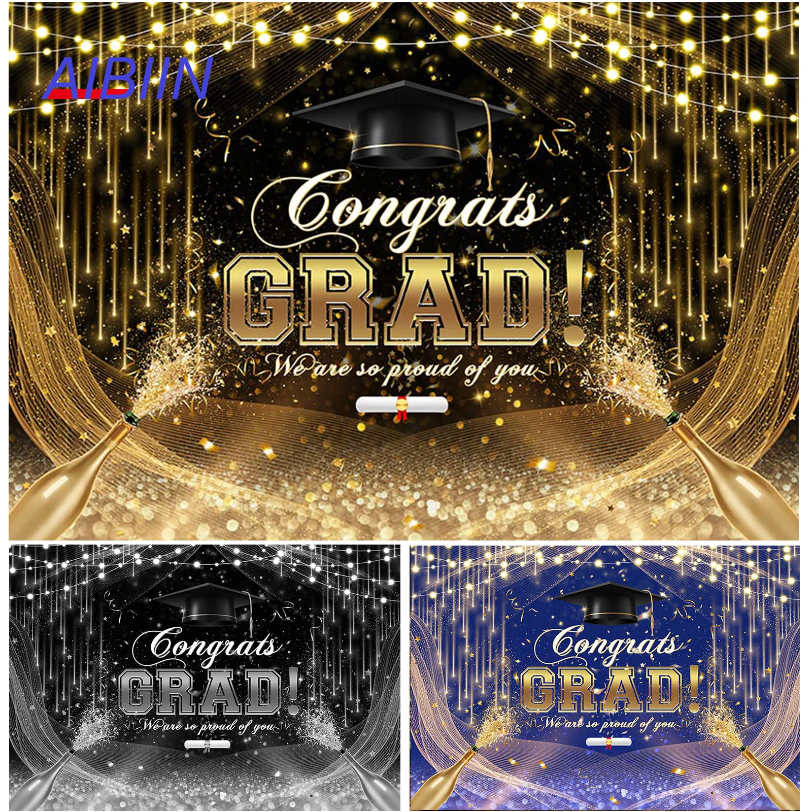 AIBIIN Congrats Grad Photography Background Black Gold Glitter Backdrop Class of 2024 Prom Poster Graduation Party Decorations
AIBIIN Congrats Grad Photography Background Black Gold Glitter Backdrop Class of 2024 Prom Poster Graduation Party Decorations