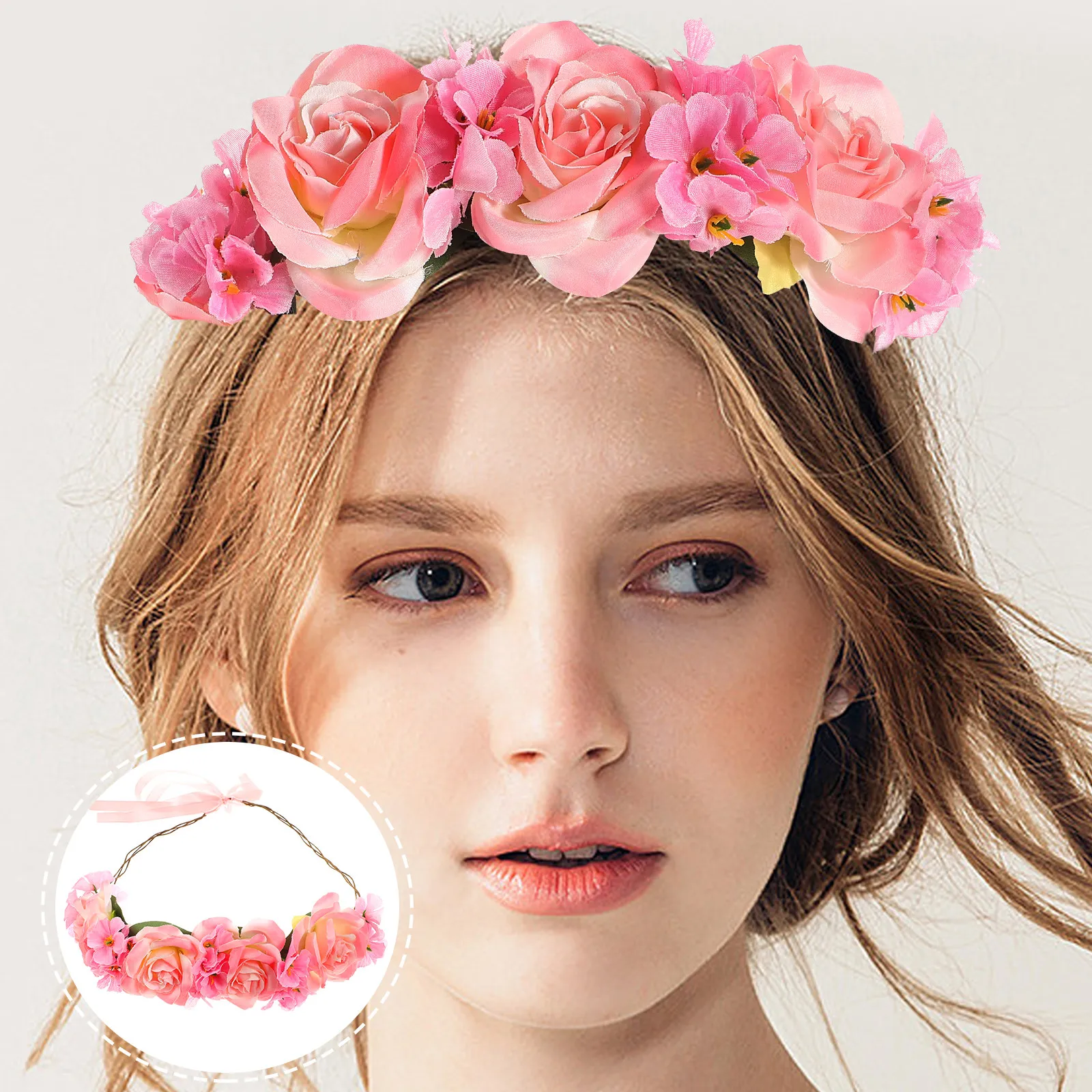 Pink Artificial Flower Wreath Headband Graceful Rose Simulation Hair Band Flexible Ribbon Fit Most Women for Wedding Party
Pink Artificial Flower Wreath Headband Graceful Rose Simulation Hair Band Flexible Ribbon Fit Most Women for Wedding Party