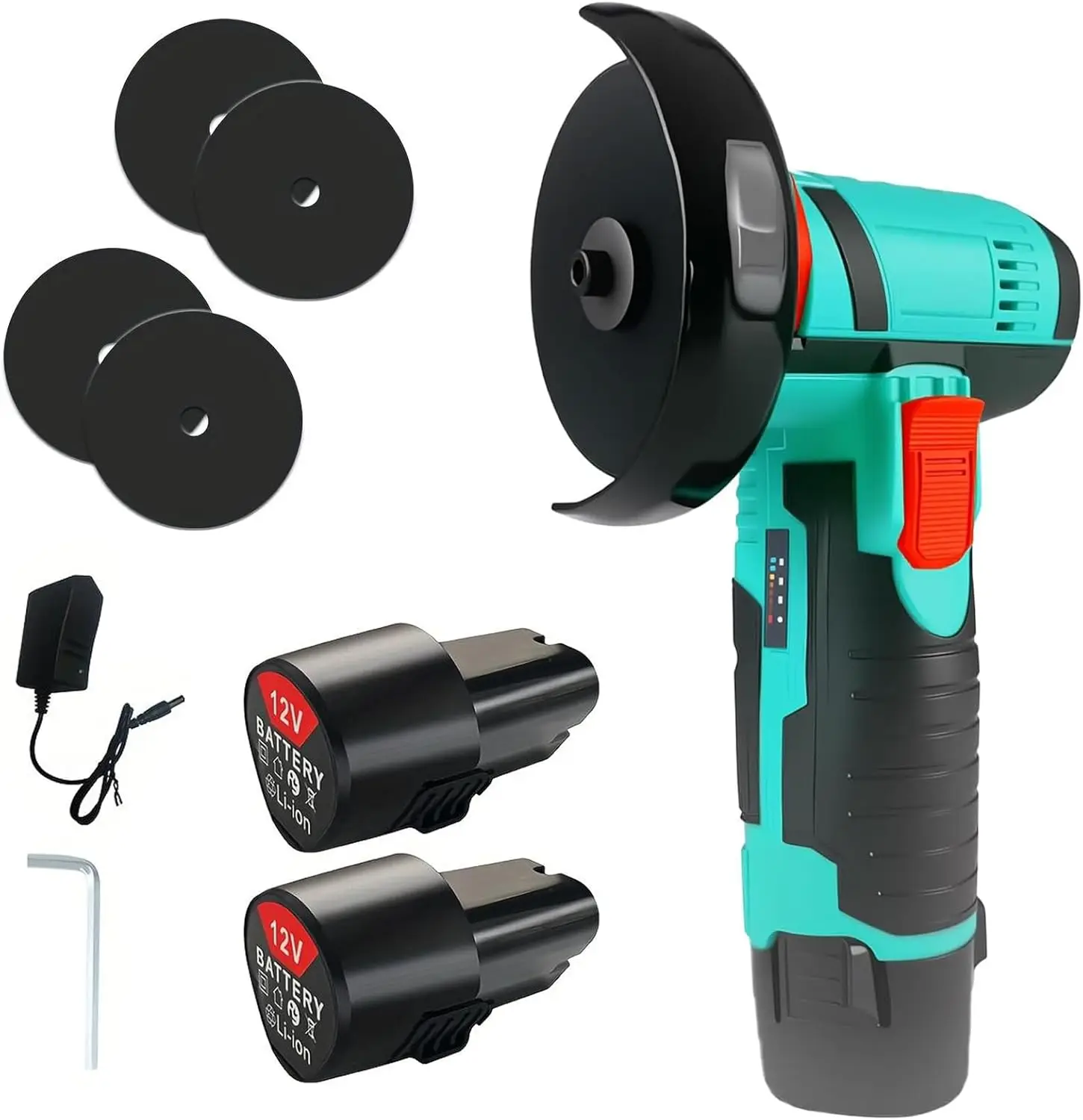 12V Cordless Angle Grinder, 19500 RPM, 2 Batteries, Charger, 4PCS Accessories for Metal & Wood
12V Cordless Angle Grinder, 19500 RPM, 2 Batteries, Charger, 4PCS Accessories for Metal & Wood