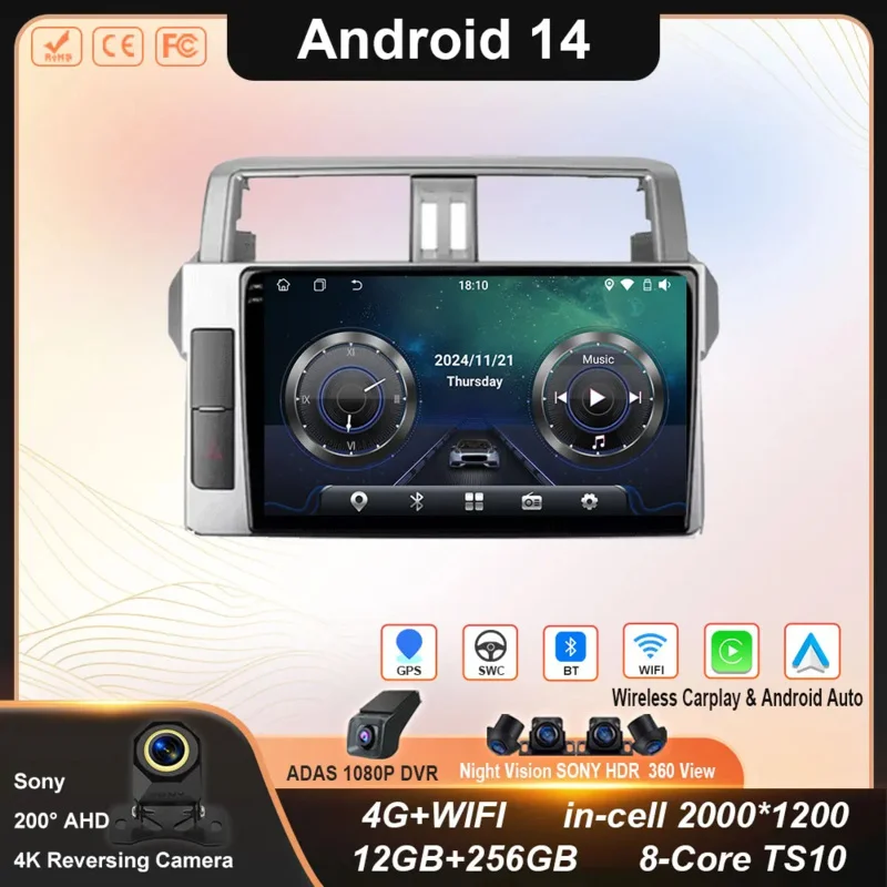 For Toyota Land Cruiser Prado 150 2013 - 2017 Carplay Auto GPS Car Radio Navigation Multimedia Video Player Stereo BT Android 14
For Toyota Land Cruiser Prado 150 2013 - 2017 Carplay Auto GPS Car Radio Navigation Multimedia Video Player Stereo BT Android 14