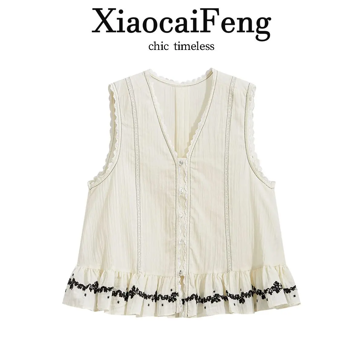 Korean Style Unique V-Neck Lace Embroidery Sleeveless Shirt Women's Fashionable Summer Top Short Length Button Closure Cotton...
Korean Style Unique V-Neck Lace Embroidery Sleeveless Shirt Women's Fashionable Summer Top Short Length Button Closure Cotton...