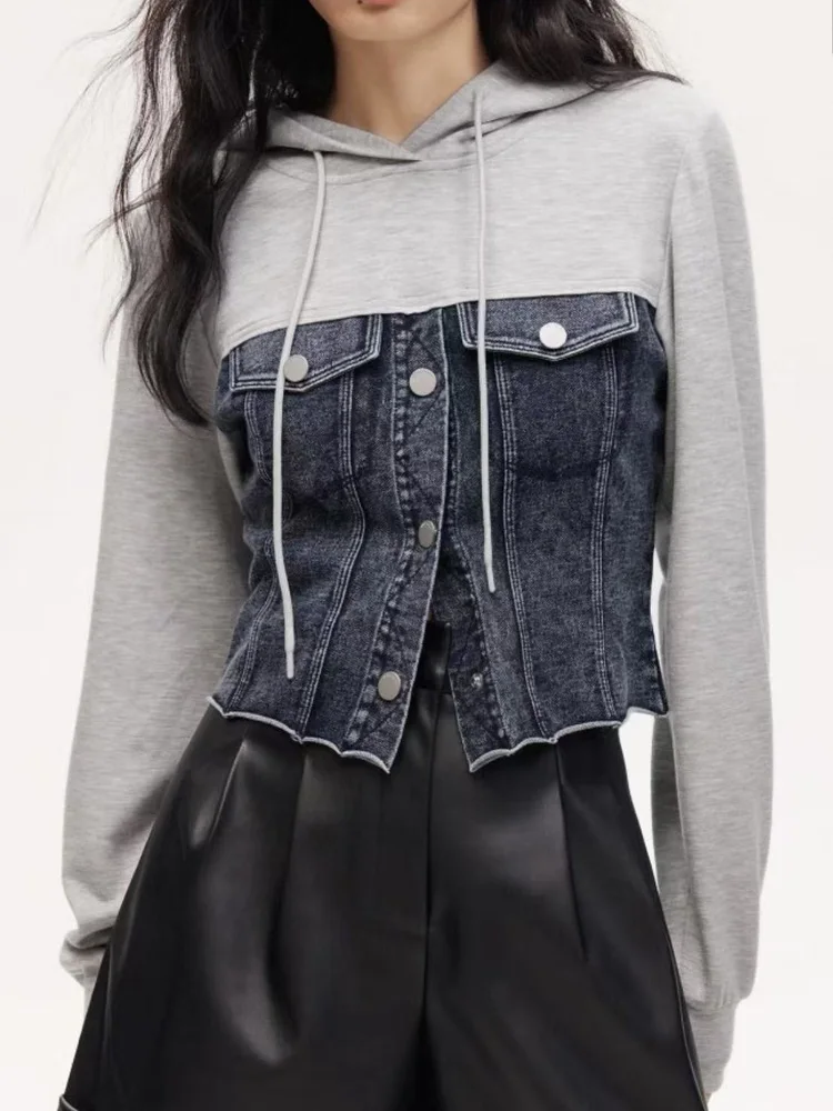 Color Blo Джинсовая лоскутная толстовка с капюшоном Jaet Женская облегающая толстовка на пуговицах Cotton Long Sve Commute Faion
Color Blo Джинсовая лоскутная толстовка с капюшоном Jaet Женская облегающая толстовка на пуговицах Cotton Long Sve Commute Faion