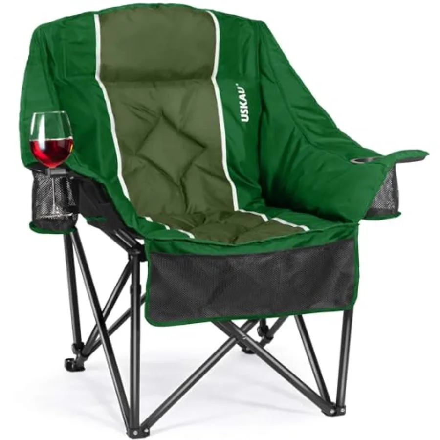 Oversized Camping Chair for Adults - Heavy Duty 400 lbs Padded Folding Chair with Wine Glass Holder, 2 Cup Holders and Side Poc
Oversized Camping Chair for Adults - Heavy Duty 400 lbs Padded Folding Chair with Wine Glass Holder, 2 Cup Holders and Side Poc