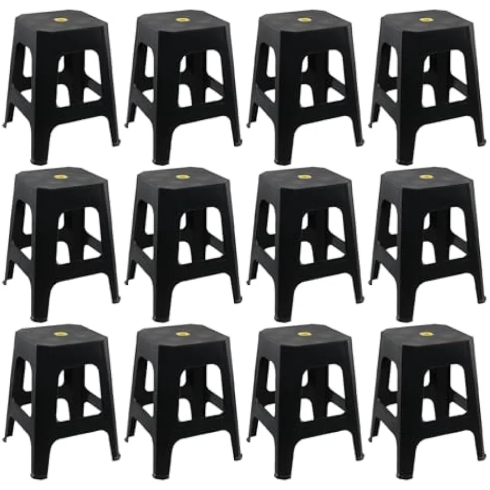 12-Pack Square Stackable Plastic Stools, Plastic High Stool Chair, Black
12-Pack Square Stackable Plastic Stools, Plastic High Stool Chair, Black
