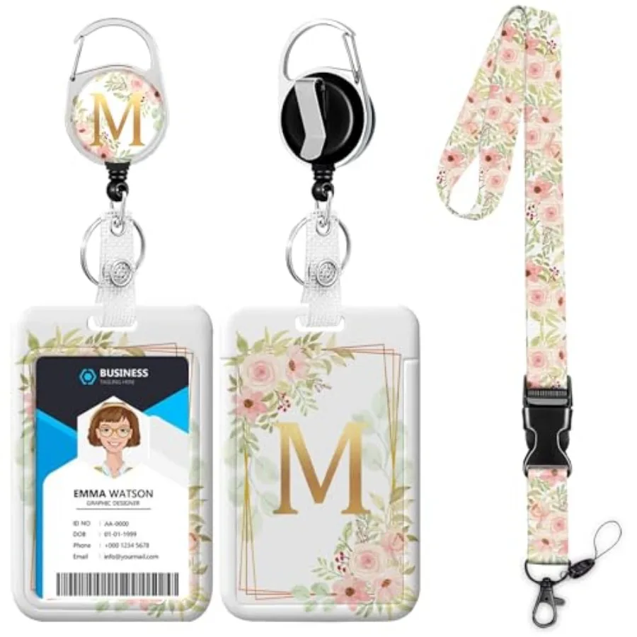 Letter M Lanyards for ID Badges, Floral Badge Holder with Lanyard Badge Reel Retractable Keychain ID Name Tag Work Badge Clip f
Letter M Lanyards for ID Badges, Floral Badge Holder with Lanyard Badge Reel Retractable Keychain ID Name Tag Work Badge Clip f