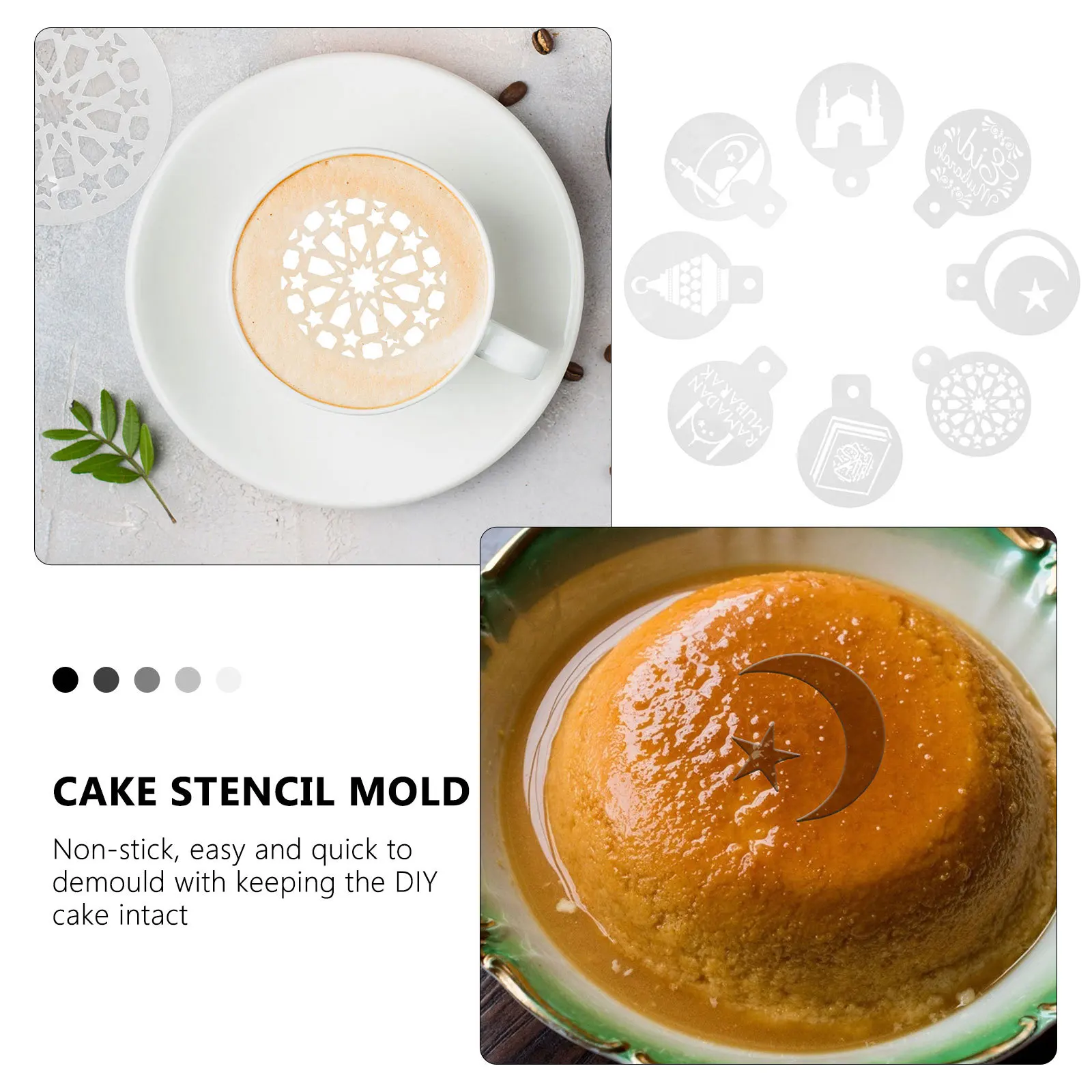16Pcs Muslim Festival Cake Hollow Stencil Molds Non-Stick Plastic Baking Tools for Decorating Fondant Chocolate Coffee Latte DIY 
16Pcs Muslim Festival Cake Hollow Stencil Molds Non-Stick Plastic Baking Tools for Decorating Fondant Chocolate Coffee Latte DIY