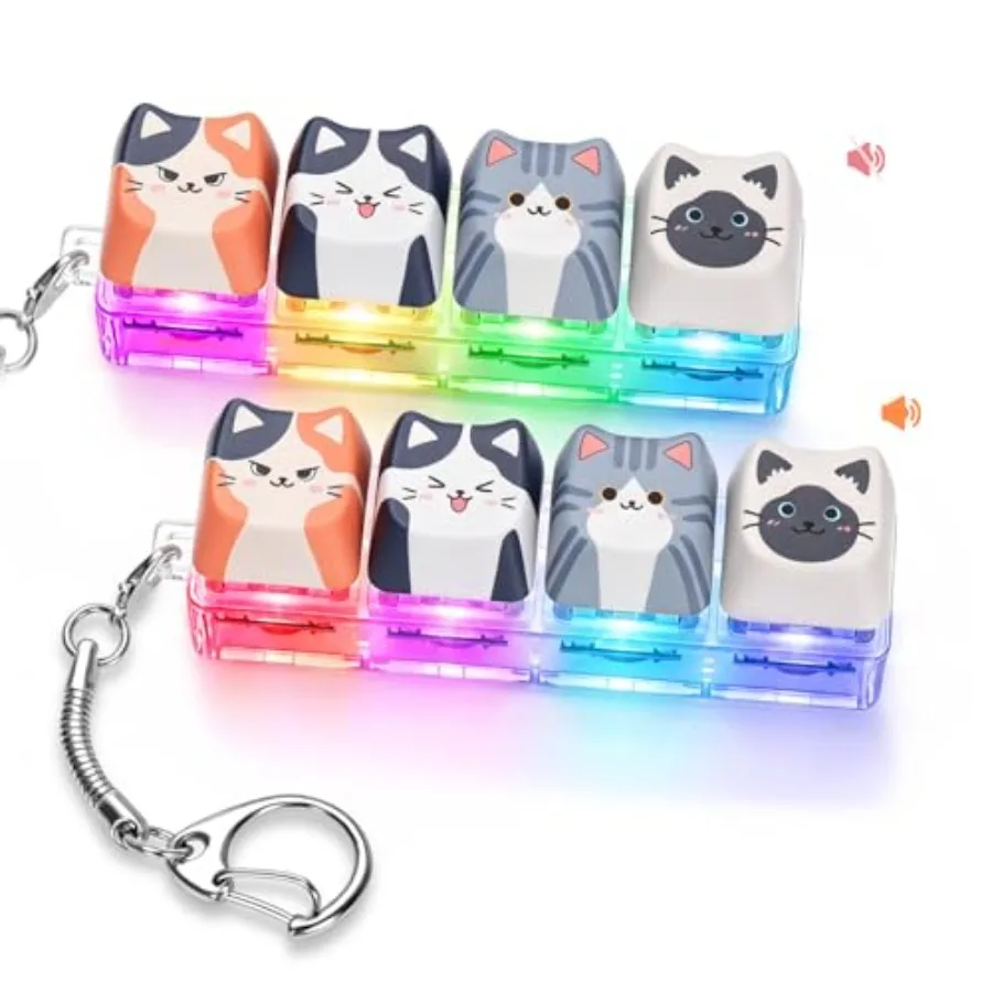 2 PCS Cat Shape Keyboard Fidget Toy for Adults Clicky and Silent Keyboard Keychain with LED Lights Detachable Clicker Fidget To
2 PCS Cat Shape Keyboard Fidget Toy for Adults Clicky and Silent Keyboard Keychain with LED Lights Detachable Clicker Fidget To