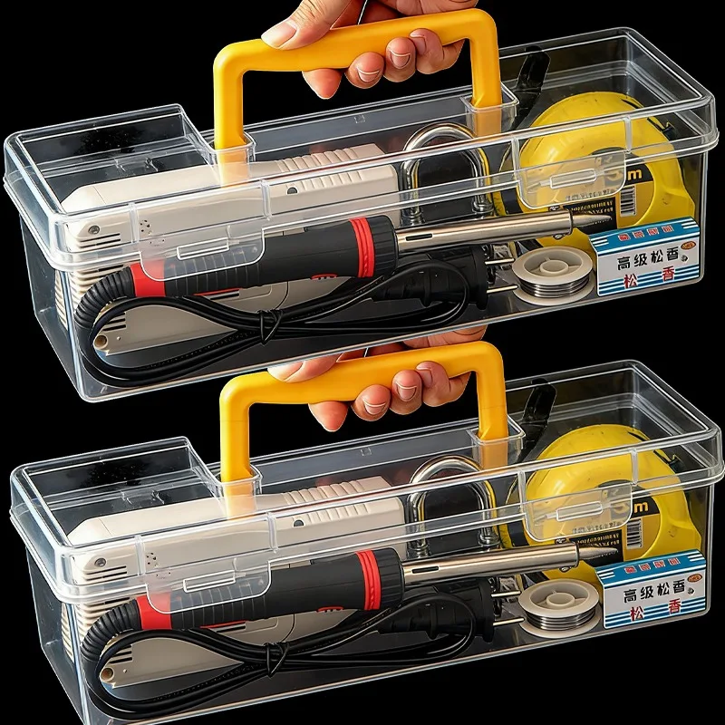 Rectangular Parts Storage Box with Dividers Portable Clear Hardware Toolbox Screw Drilling Wrench Tape Scissors Storage Case
Rectangular Parts Storage Box with Dividers Portable Clear Hardware Toolbox Screw Drilling Wrench Tape Scissors Storage Case
