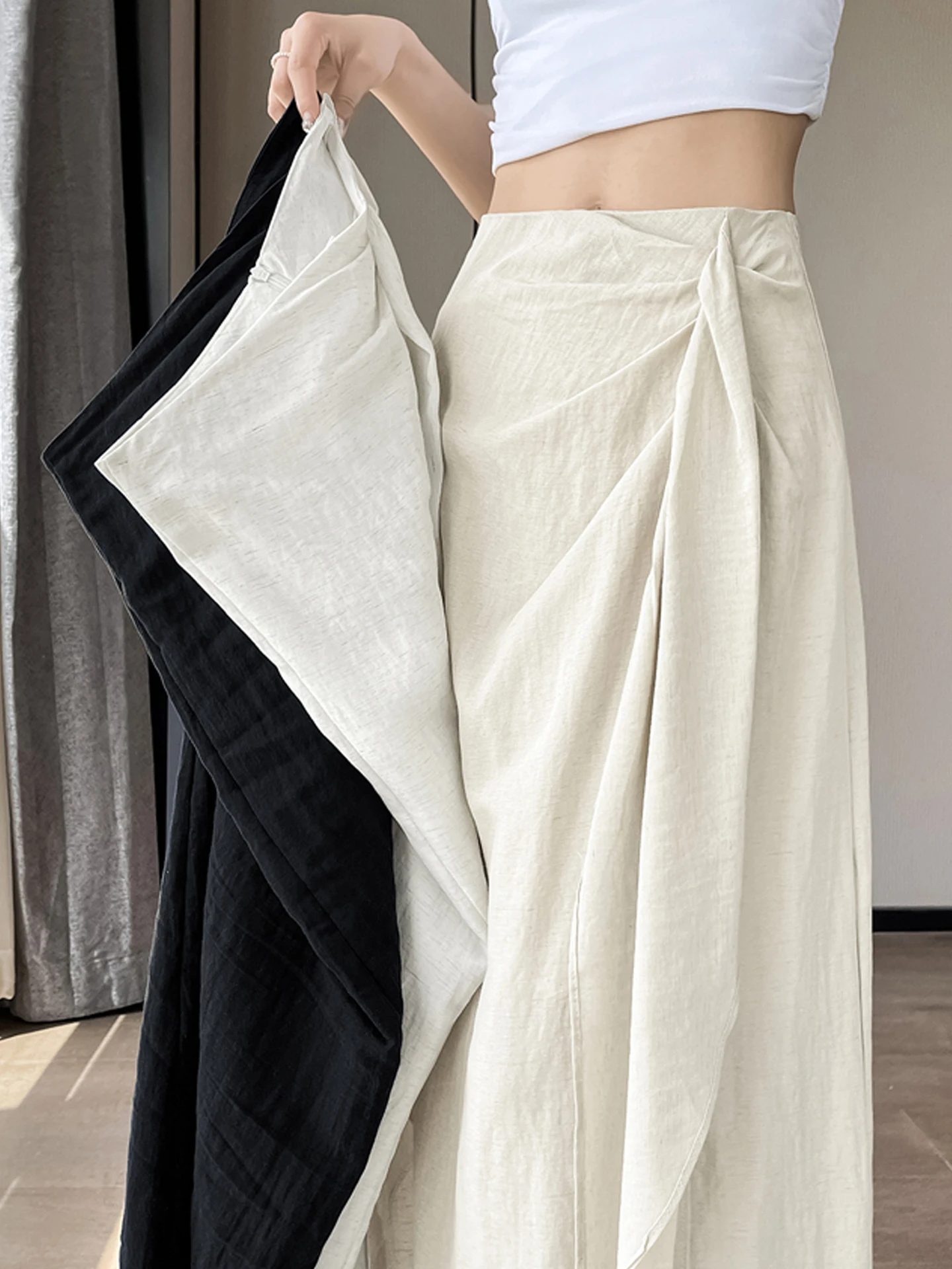 Ladies High Waist A-Line Skirt Linen Material Asymmetrical Pleats Slimming Long Skirt Summer New Style Commute Simple Style
Ladies High Waist A-Line Skirt Linen Material Asymmetrical Pleats Slimming Long Skirt Summer New Style Commute Simple Style
