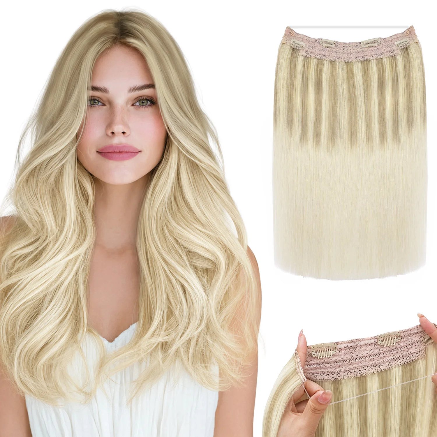 Sunmofavo Wire Halo Hair Extensions Real Human Hair Fish Line with 4 Secure Clips Golden Ombre Gradient for Women Daily Wear
Sunmofavo Wire Halo Hair Extensions Real Human Hair Fish Line with 4 Secure Clips Golden Ombre Gradient for Women Daily Wear