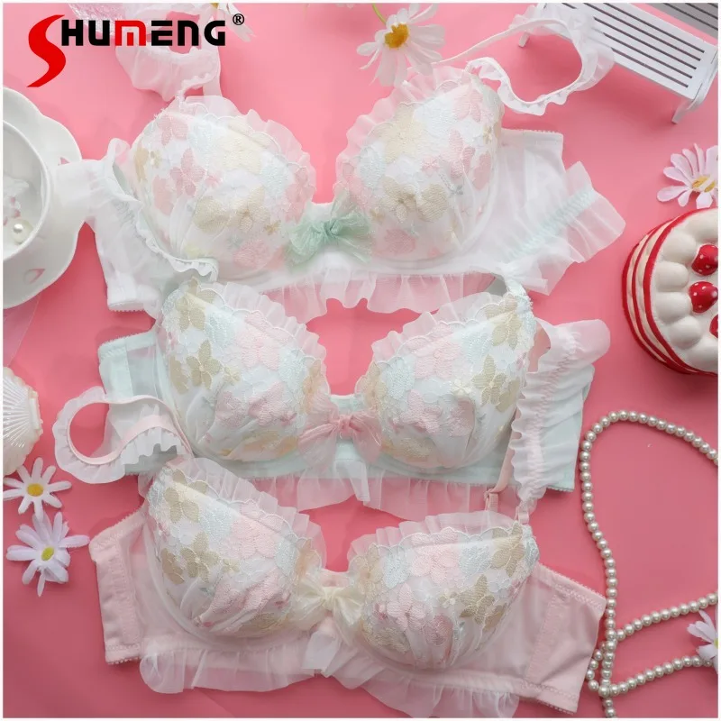 Girls Japanese Style Embroidered Intimates Strap Sweet Cute Bra Set Push Up Women's High Street Lace Sexy Brief Suits
Girls Japanese Style Embroidered Intimates Strap Sweet Cute Bra Set Push Up Women's High Street Lace Sexy Brief Suits