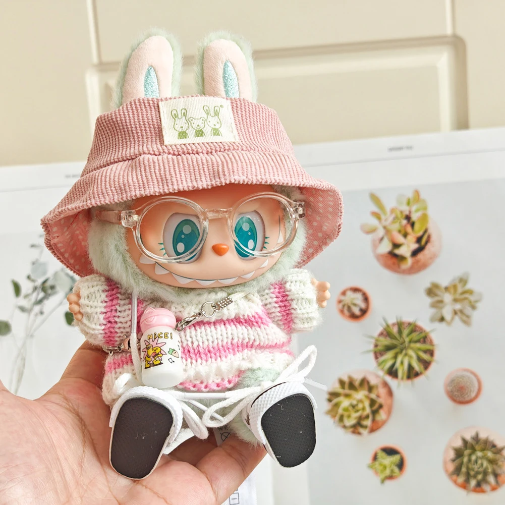 Pink Striped Sweater Set for 17cm Labubu Dolls with Insulated Cup Pendant and Plush Fur Hat Outfit Accessories
Pink Striped Sweater Set for 17cm Labubu Dolls with Insulated Cup Pendant and Plush Fur Hat Outfit Accessories