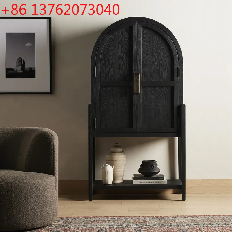French retro solid wood arched bookcase simple living room wall locker
French retro solid wood arched bookcase simple living room wall locker