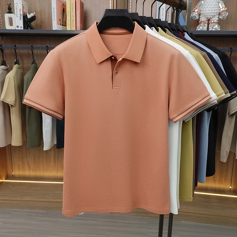 Fashion solid color short sleeve polo shirt men new high-quality luxury breathable silk cotton summer casual business T-shirt
Fashion solid color short sleeve polo shirt men new high-quality luxury breathable silk cotton summer casual business T-shirt