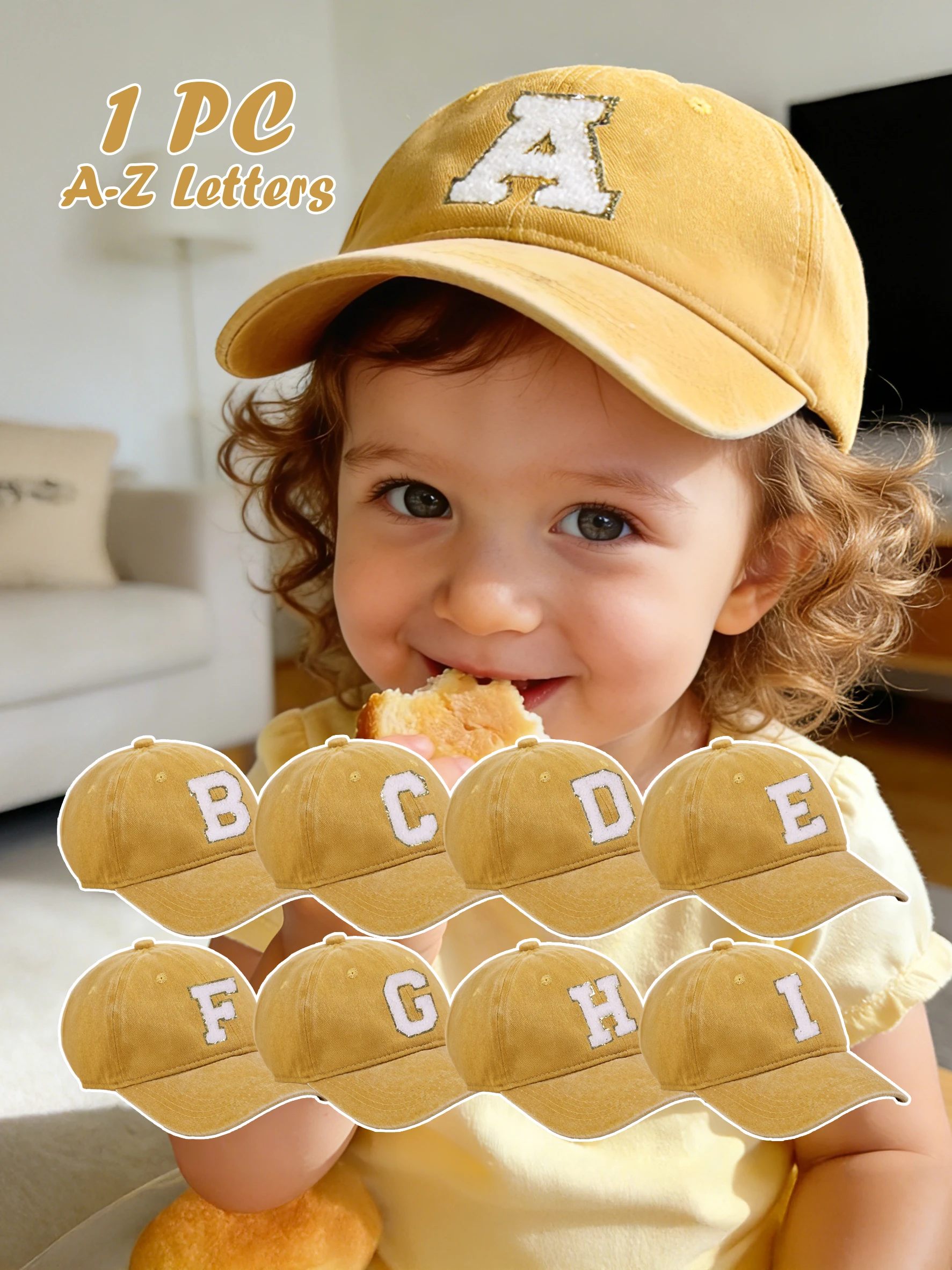Детская желтая бейсболка с 26 буквами, 1 шт., бейсболка с эффектом потертости для маленьких мальчиков и девочек, подходит для активного отдыха и др.
Детская желтая бейсболка с 26 буквами, 1 шт., бейсболка с эффектом потертости для маленьких мальчиков и девочек, подходит для активного отдыха и др.