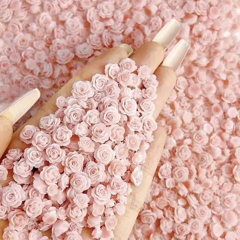 Abalorios luminosos de resina para decoración de uñas, rosas secas, flores rosas 3D, decoraciones de uñas de fondo plano mezcladas para pendientes DIY, personajes de uñas