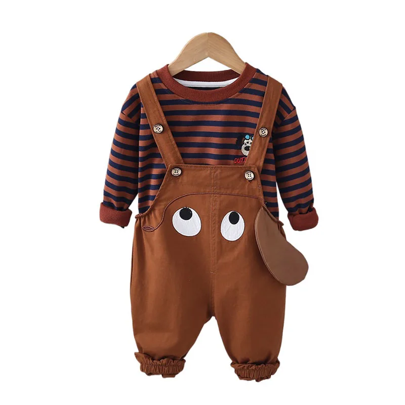 2024 Autumn Baby Boy Designer Clothes Korean Fashion Cartoon Striped Long Sleeve T-shirts and Overalls Girls Two Piece Outfits
2024 Autumn Baby Boy Designer Clothes Korean Fashion Cartoon Striped Long Sleeve T-shirts and Overalls Girls Two Piece Outfits