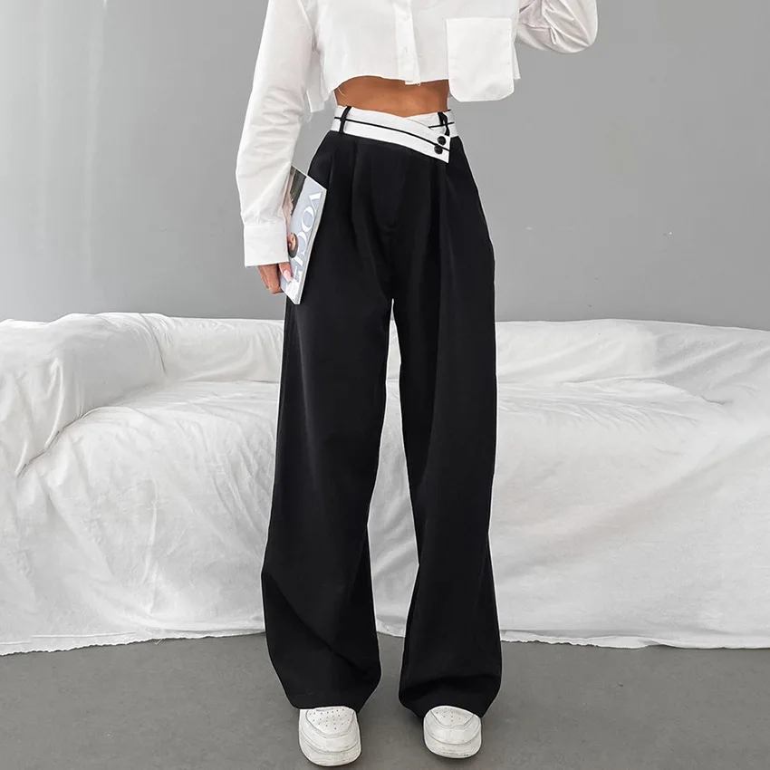 Patchwork Black Suit Pants Women 2025 Spring Autumn Casual High Waist Pants Baggy Trouser Office Ladies Streetwear Wide Leg Pant
Patchwork Black Suit Pants Women 2025 Spring Autumn Casual High Waist Pants Baggy Trouser Office Ladies Streetwear Wide Leg Pant