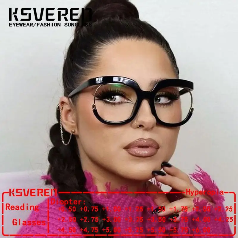KSVEREN Round Blue Light Blocking Reading Glasses For Women Presbyopic Glasses Fashion Large Frame Optical Prescription Glasses
KSVEREN Round Blue Light Blocking Reading Glasses For Women Presbyopic Glasses Fashion Large Frame Optical Prescription Glasses