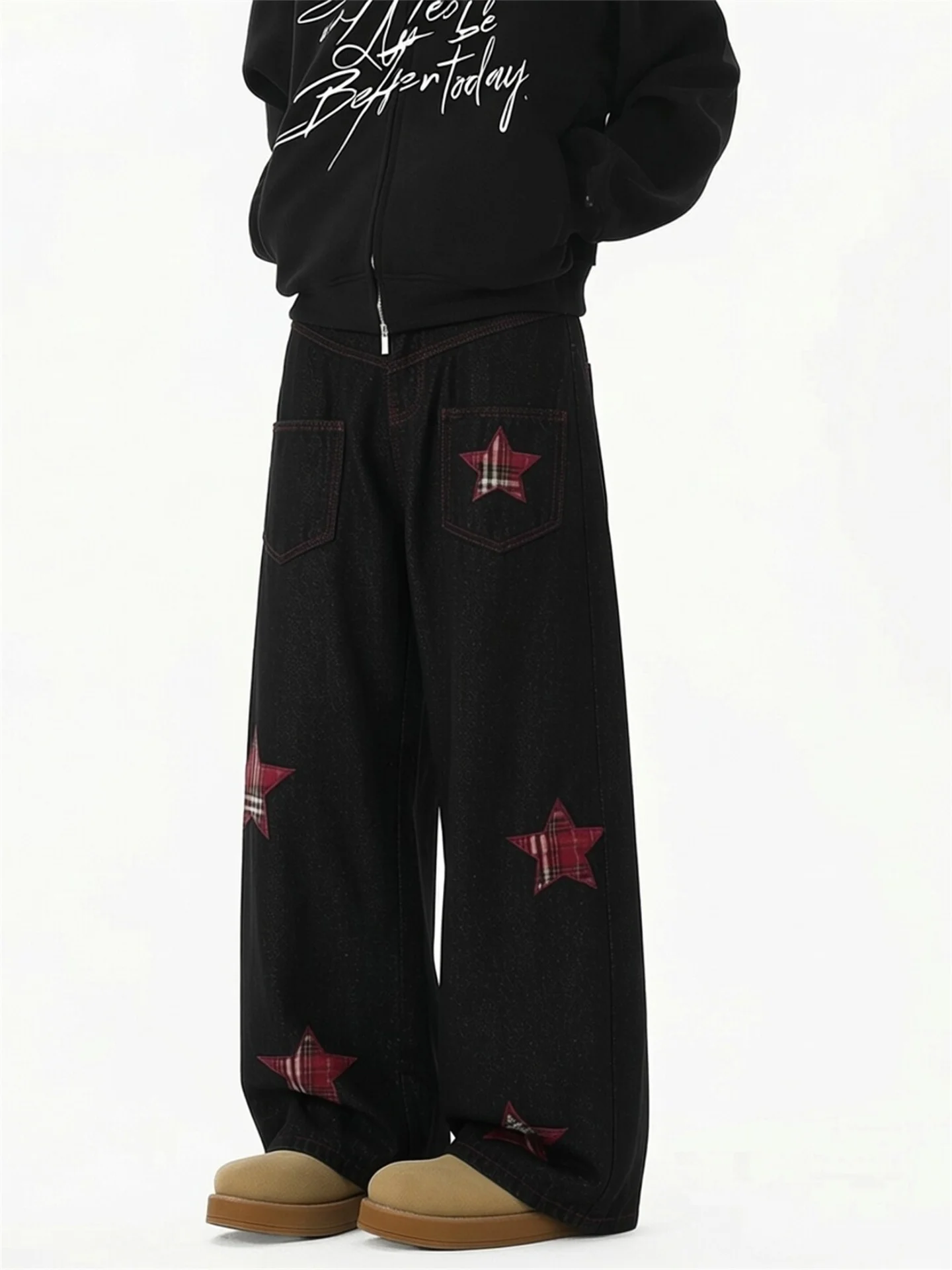 American Plaid Star Patchwork Jeans Men's Design Sensation High-End Feeling Cool Boys Workwear Long Pants Casual Style
American Plaid Star Patchwork Jeans Men's Design Sensation High-End Feeling Cool Boys Workwear Long Pants Casual Style