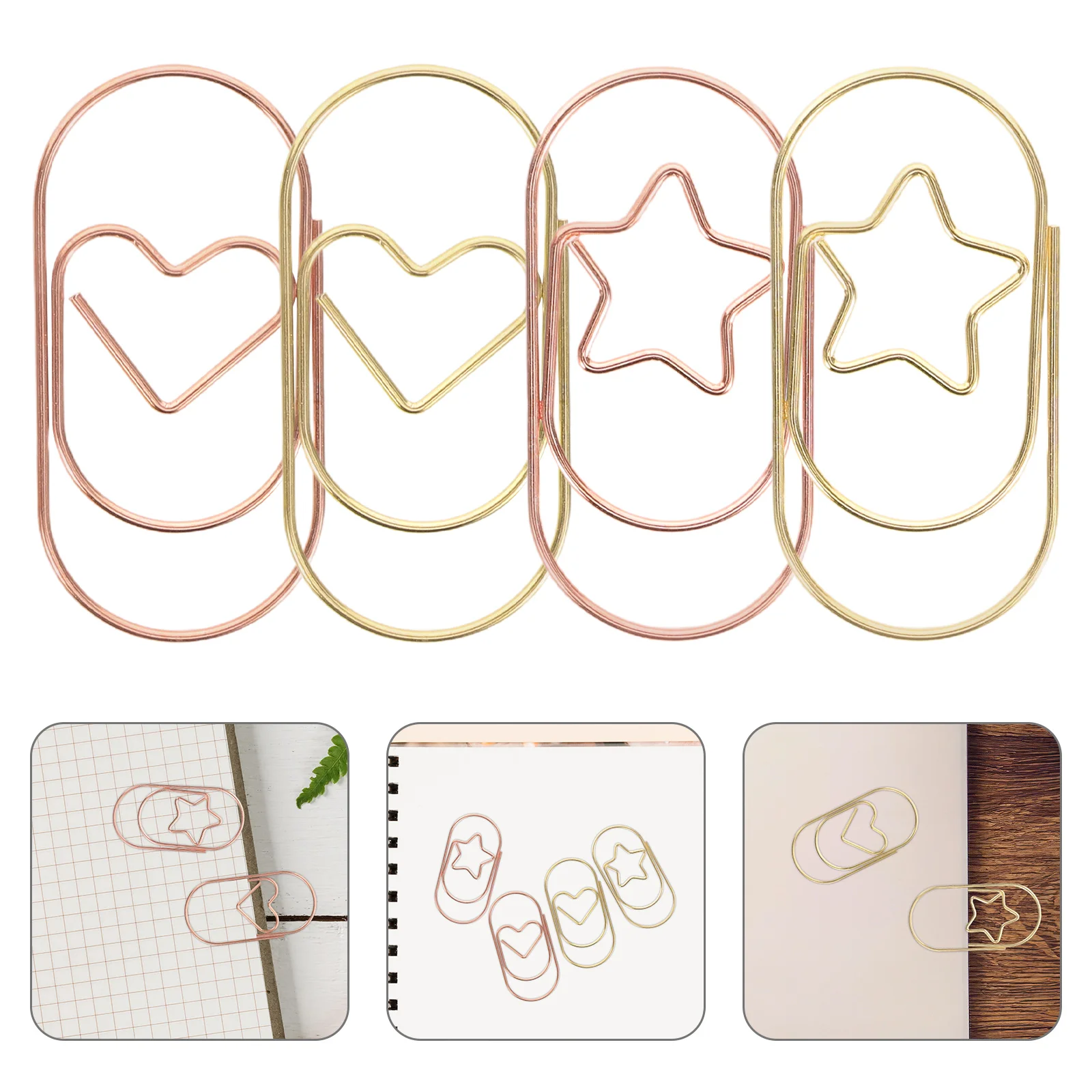 24pcs Creative Heart Star Paper Clips Metal Bookmark Clamps For Office Decorative File Folder Document Binder Clips
24pcs Creative Heart Star Paper Clips Metal Bookmark Clamps For Office Decorative File Folder Document Binder Clips