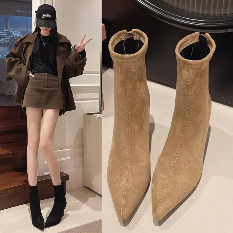 Pointed Toe Women's High Heel Ankle Boots Fashion Elegant Dancing Party Shoes Autumn Winter Women's Stretch Slim Short Booties
Pointed Toe Women's High Heel Ankle Boots Fashion Elegant Dancing Party Shoes Autumn Winter Women's Stretch Slim Short Booties