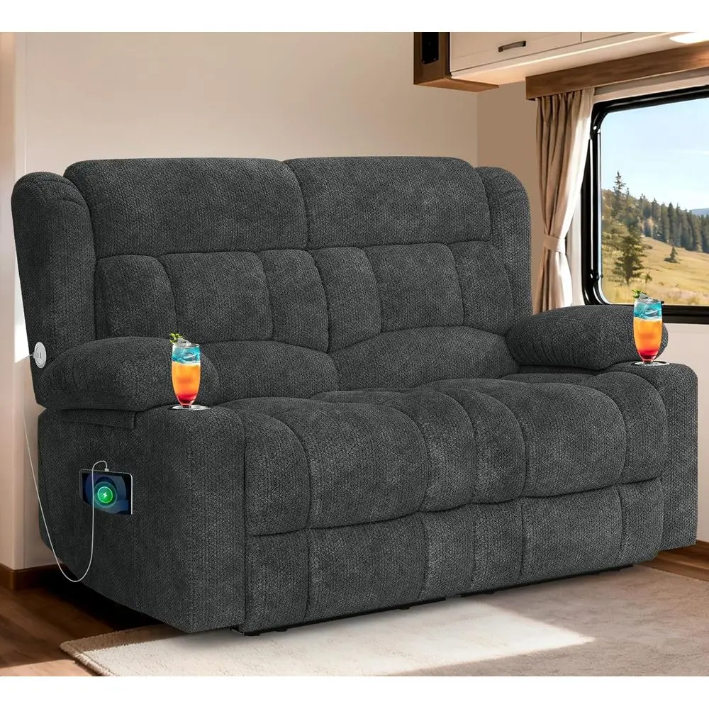 Home Theater Reclining Loveseat with USB Ports, Cup Holders, and Pockets, Ideal for RV or Gaming Sofa, Gray
Home Theater Reclining Loveseat with USB Ports, Cup Holders, and Pockets, Ideal for RV or Gaming Sofa, Gray