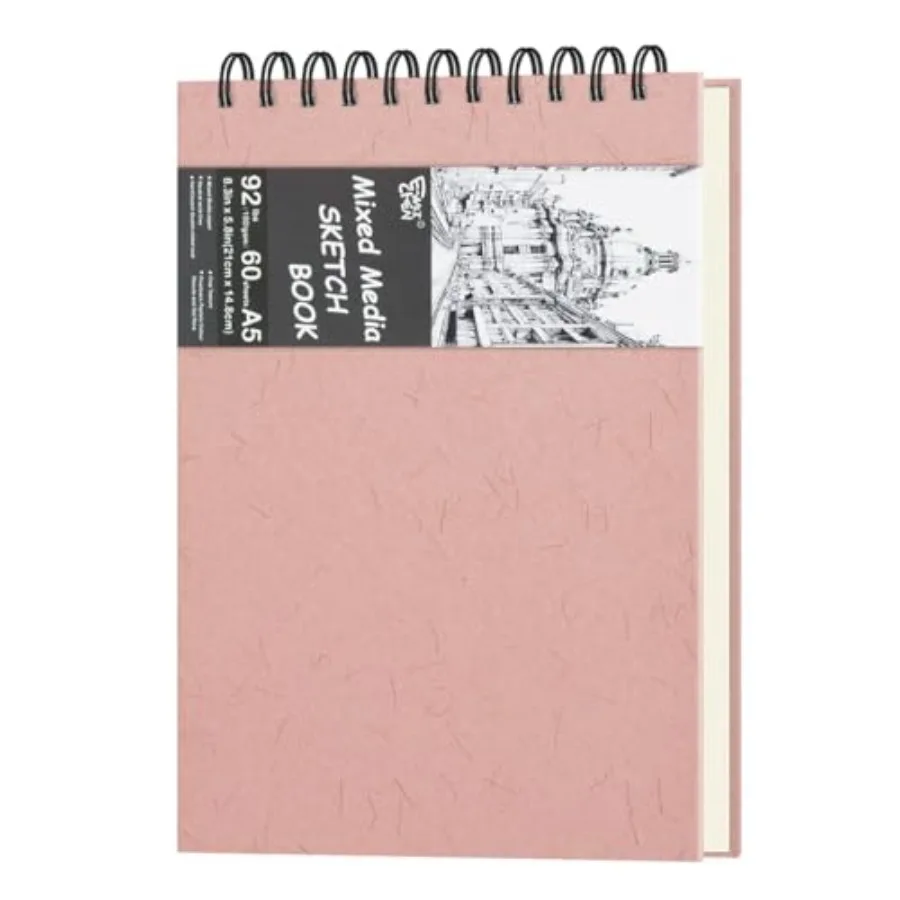 8.3" x 5.8" Hardcover Sketchbook, Top Spiral Bound Art Journal Sketchbook, 60 Sheets 92LB/150 GSM Acid-Free Drawing Neutral Whi
8.3" x 5.8" Hardcover Sketchbook, Top Spiral Bound Art Journal Sketchbook, 60 Sheets 92LB/150 GSM Acid-Free Drawing Neutral Whi