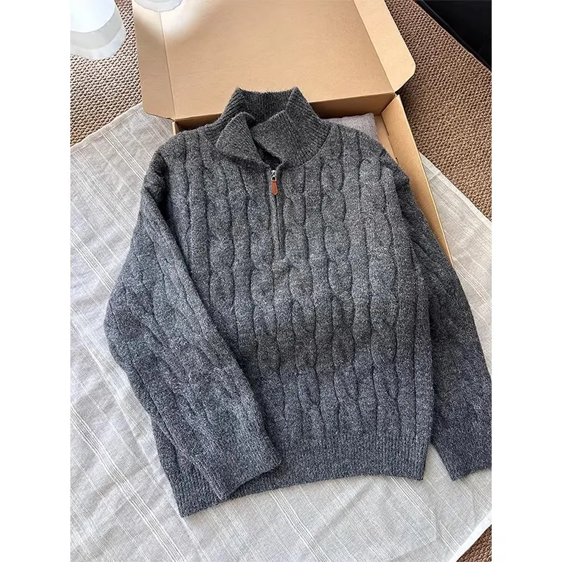 Deep ey Thiened Winter Sweater Men's f Zipper Collar Knitted Inner Wear Casual Sle Polyester Fiber Long Sve
Deep ey Thiened Winter Sweater Men's f Zipper Collar Knitted Inner Wear Casual Sle Polyester Fiber Long Sve