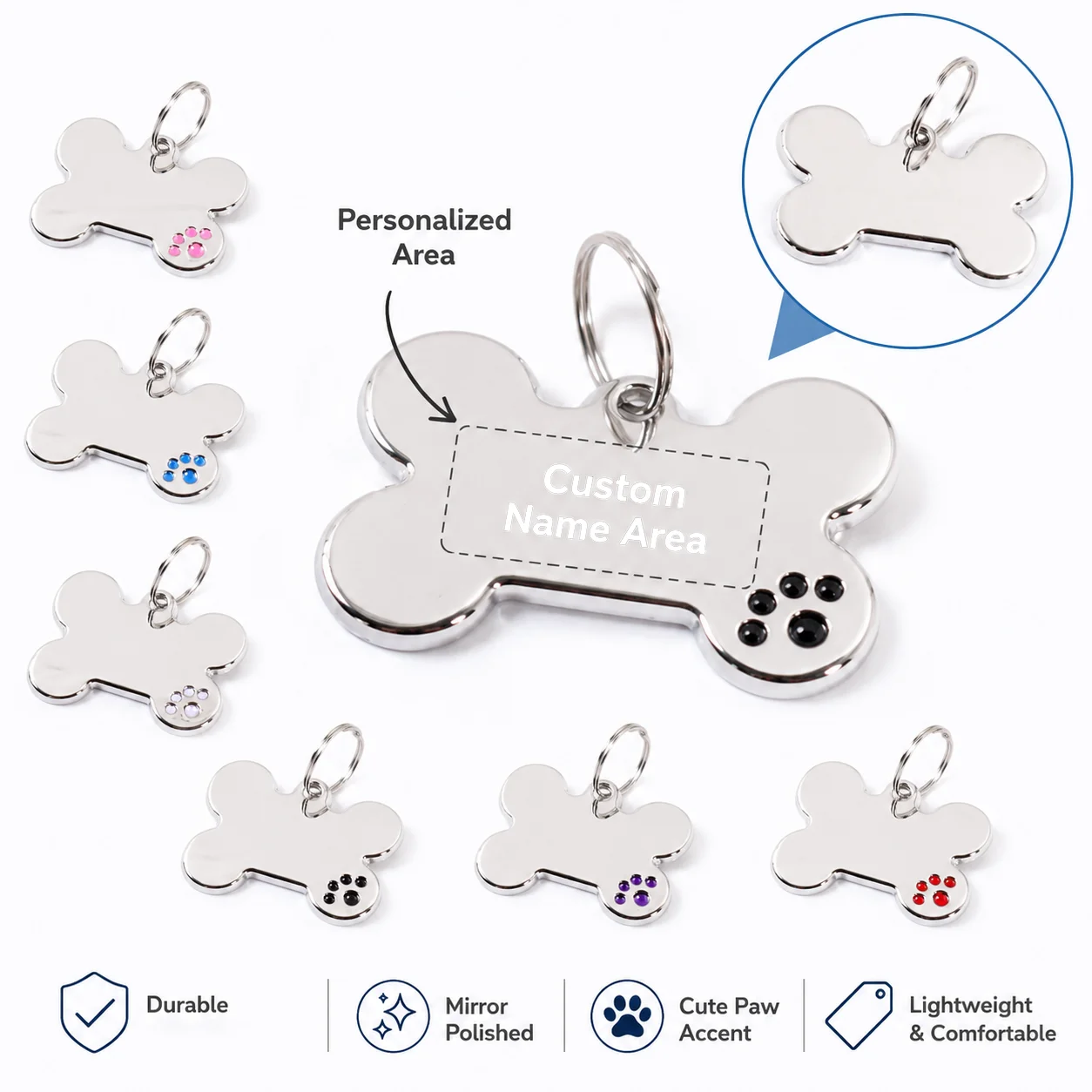 Custom Text Dog Tag, Laser Engraved Address and Number, Anti-Loss Steel Name Dog Tag, Paw Print Personalized Name Pet Tag
Custom Text Dog Tag, Laser Engraved Address and Number, Anti-Loss Steel Name Dog Tag, Paw Print Personalized Name Pet Tag