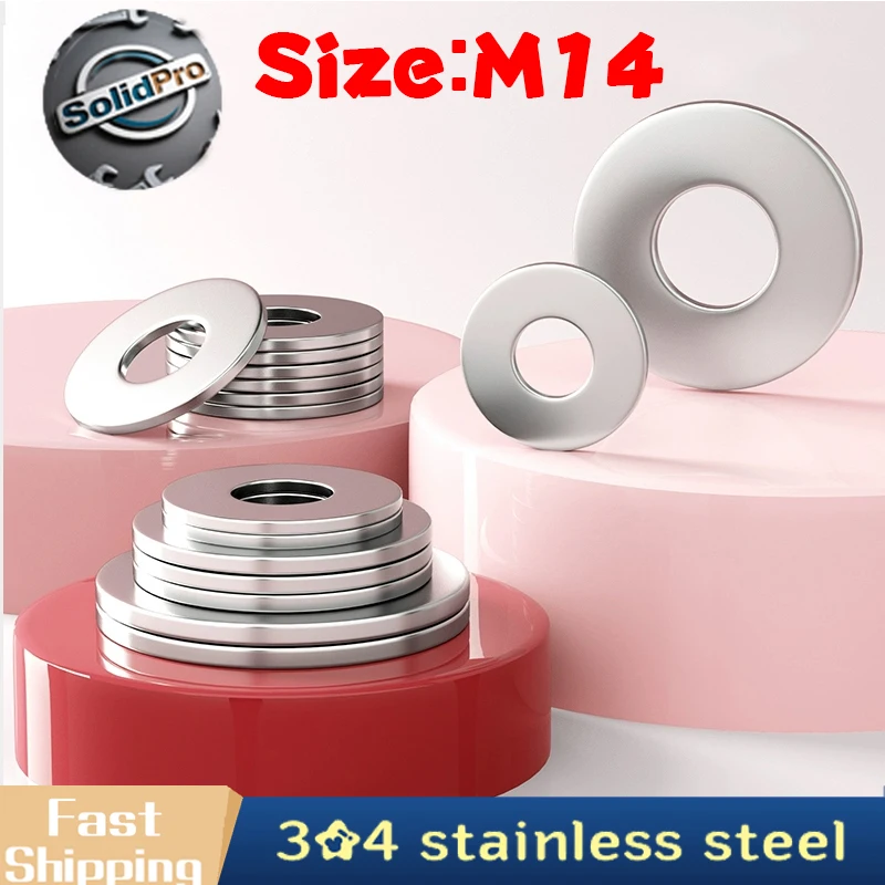 M14 304 Stainless Steel Thick Flat Washers - Heavy Duty Spacers for Auto/Machinery/Electronics Corrosion Resistant Hardware
M14 304 Stainless Steel Thick Flat Washers - Heavy Duty Spacers for Auto/Machinery/Electronics Corrosion Resistant Hardware