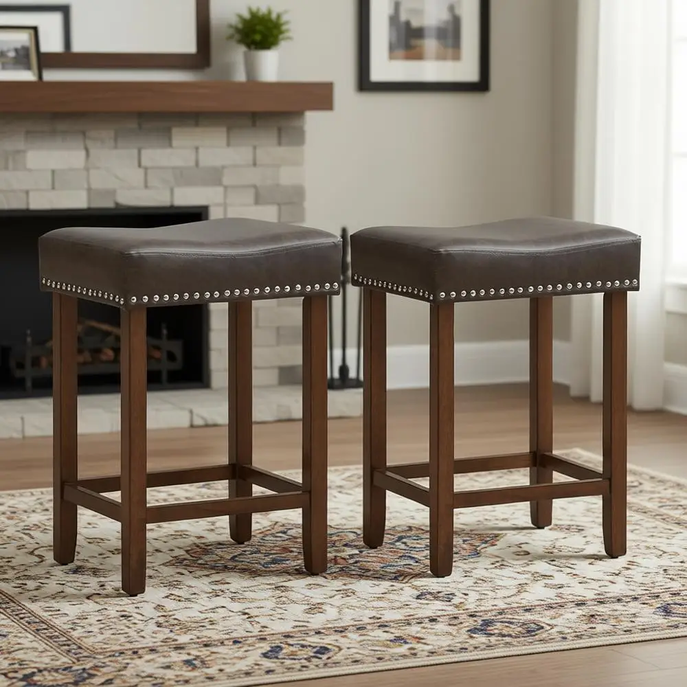 Set of 2, 24 Counter Height Bar Stools with Backrests, PU Leather and Rubberwood, Suitable for Kitchen Island, Dining Room, Home
Set of 2, 24 Counter Height Bar Stools with Backrests, PU Leather and Rubberwood, Suitable for Kitchen Island, Dining Room, Home