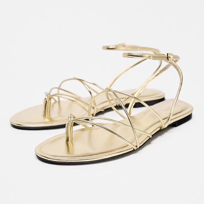 Fashion Gold Cross Tied Flat Sandals Women Sexy Clip Toe Beach Slippers Luxury Ankle Buckle Designer Shoes Sandalias De Mujer
Fashion Gold Cross Tied Flat Sandals Women Sexy Clip Toe Beach Slippers Luxury Ankle Buckle Designer Shoes Sandalias De Mujer