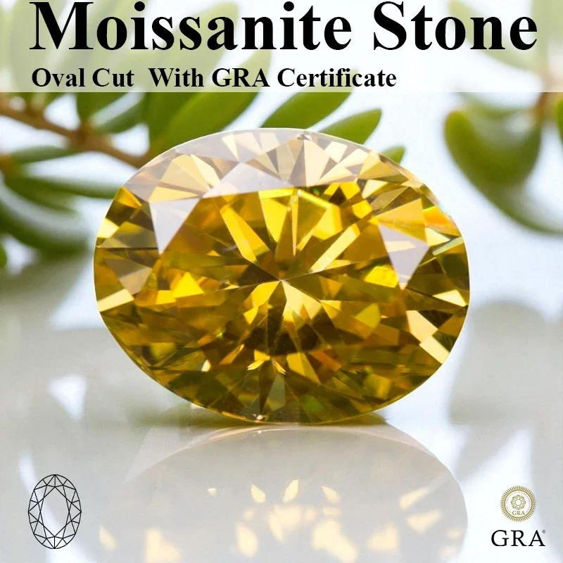 NEW Moissanite Stone Golden Yellow Oval Cut VVS Lab Created Gemstone Pass Diamond Tester With Certificate For Jewely Making
NEW Moissanite Stone Golden Yellow Oval Cut VVS Lab Created Gemstone Pass Diamond Tester With Certificate For Jewely Making