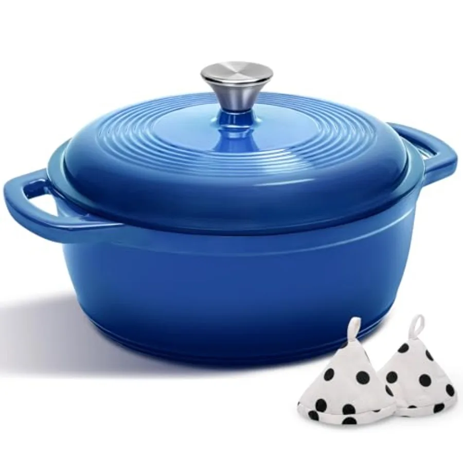 Cast Iron Dutch Oven Pot With Lid - 5QT Enameled Dutch Oven for Bread Baking With Cotton Potholders - Heavy- Duty Cookware Acro
Cast Iron Dutch Oven Pot With Lid - 5QT Enameled Dutch Oven for Bread Baking With Cotton Potholders - Heavy- Duty Cookware Acro