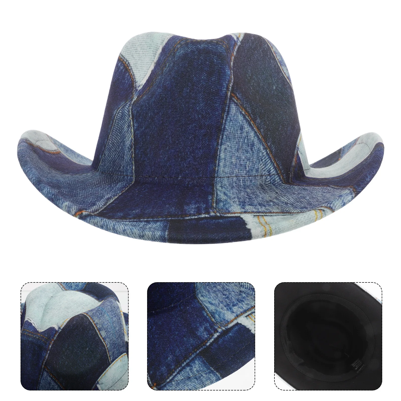 Western Cowboy Hat Vintage Patchwork 56-58Cm Wide Brim Polyester Denim Print Party Costume Cosplay Accessory Western Cowgirl Hat
Western Cowboy Hat Vintage Patchwork 56-58Cm Wide Brim Polyester Denim Print Party Costume Cosplay Accessory Western Cowgirl Hat