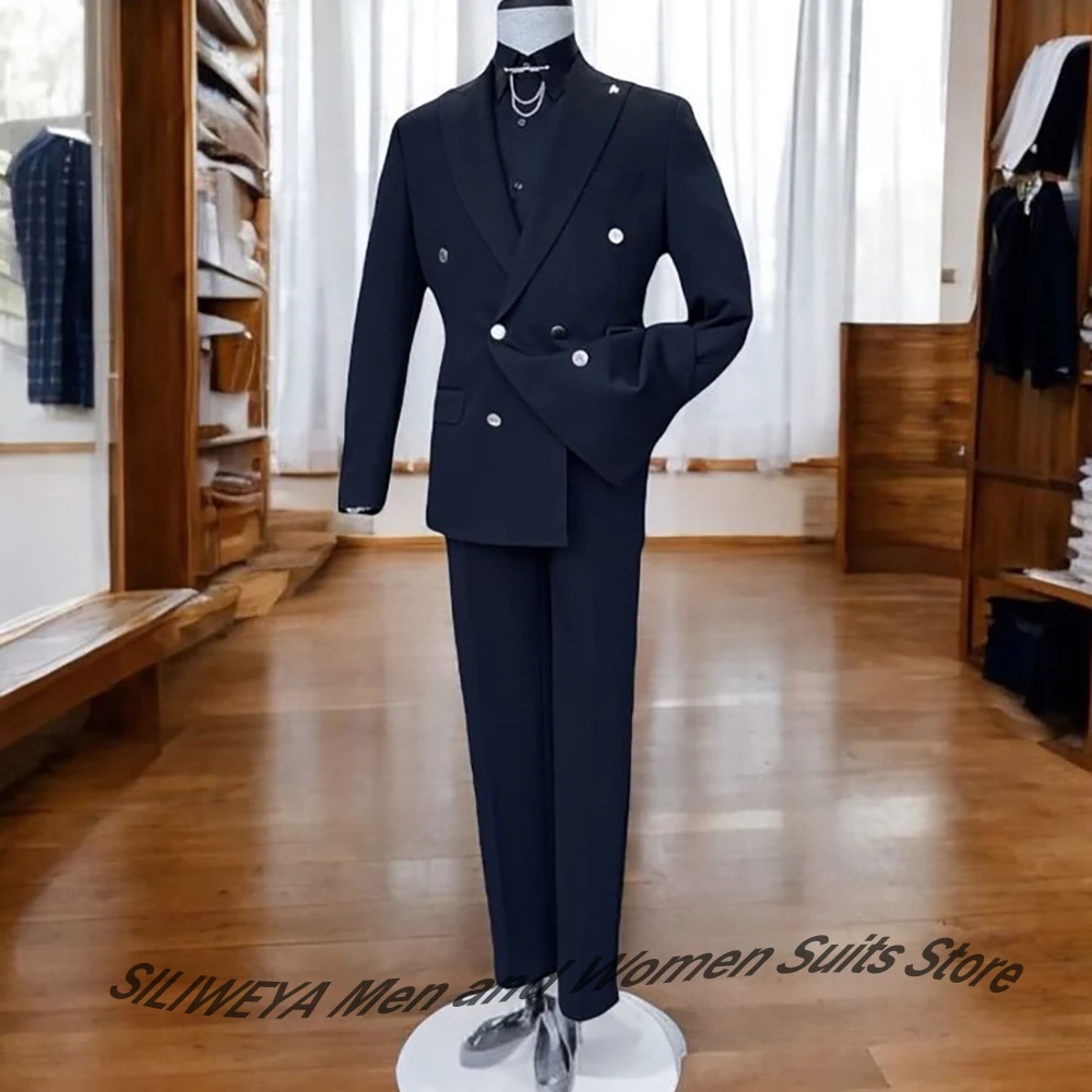 Navy Blue Double Breasted Slim Fit Suit Set Men’s Formal Jacket+Pants 2 Pieces Minimalist Blazer for Business Evening Party
Navy Blue Double Breasted Slim Fit Suit Set Men’s Formal Jacket+Pants 2 Pieces Minimalist Blazer for Business Evening Party