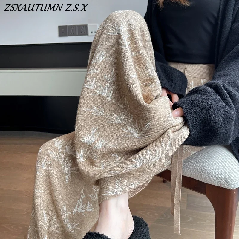 New Chinese Jacquard Knitted Wide-leg Pants Women 2024 Autumn Winter New High-waisted Slim Casual Pants Fashion Trousers Female
New Chinese Jacquard Knitted Wide-leg Pants Women 2024 Autumn Winter New High-waisted Slim Casual Pants Fashion Trousers Female