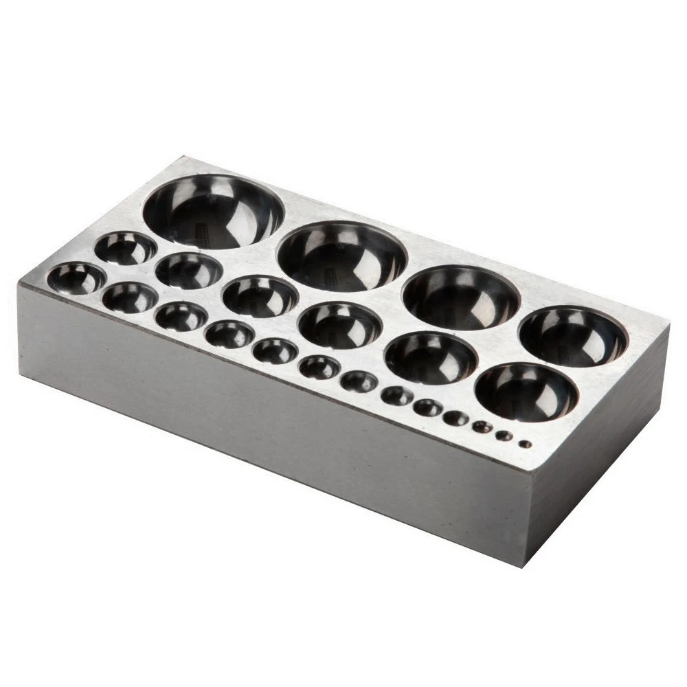 Durston 23 Hole Flat Dapping Block 150x80mm Steel Block with 3-38mm Half Spheres, for Professional Jewelry Workshop
Durston 23 Hole Flat Dapping Block 150x80mm Steel Block with 3-38mm Half Spheres, for Professional Jewelry Workshop