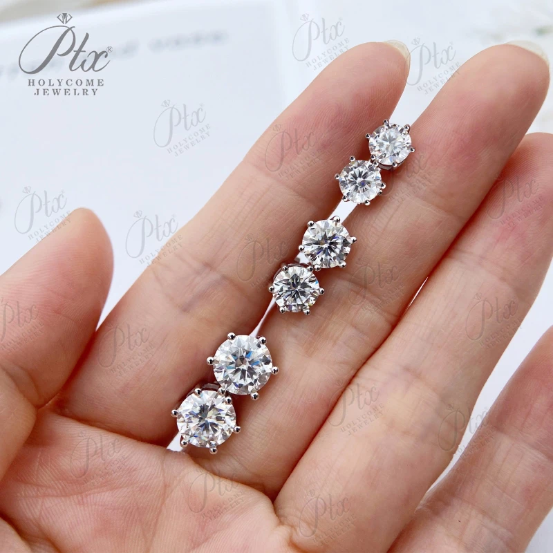 S925 Silver Stud Earring 5.0mm-6.5mm Round Cut Moissanite Stone 4 Prongs or 6 Prongs Fine Jewelry for women holiday Gift
S925 Silver Stud Earring 5.0mm-6.5mm Round Cut Moissanite Stone 4 Prongs or 6 Prongs Fine Jewelry for women holiday Gift