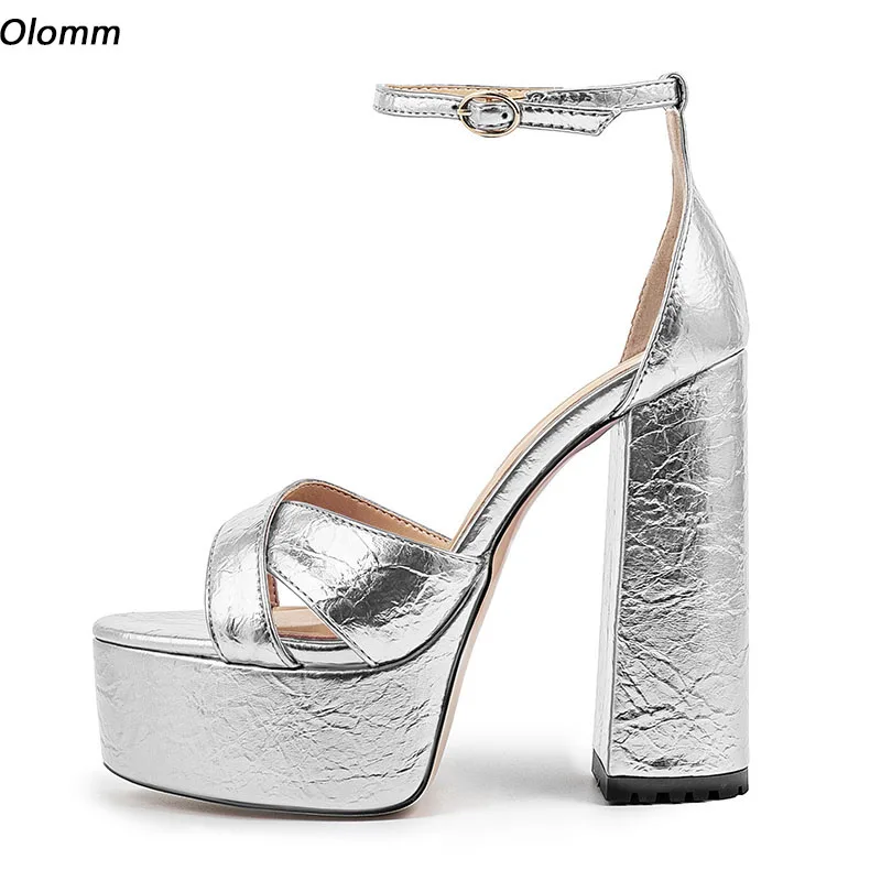 Olomm Handmade Women Summer Platform Sandals Chunky Heels Round Toe Pretty Silver Evening Shoes Ladies US Plus Size 5-13
Olomm Handmade Women Summer Platform Sandals Chunky Heels Round Toe Pretty Silver Evening Shoes Ladies US Plus Size 5-13