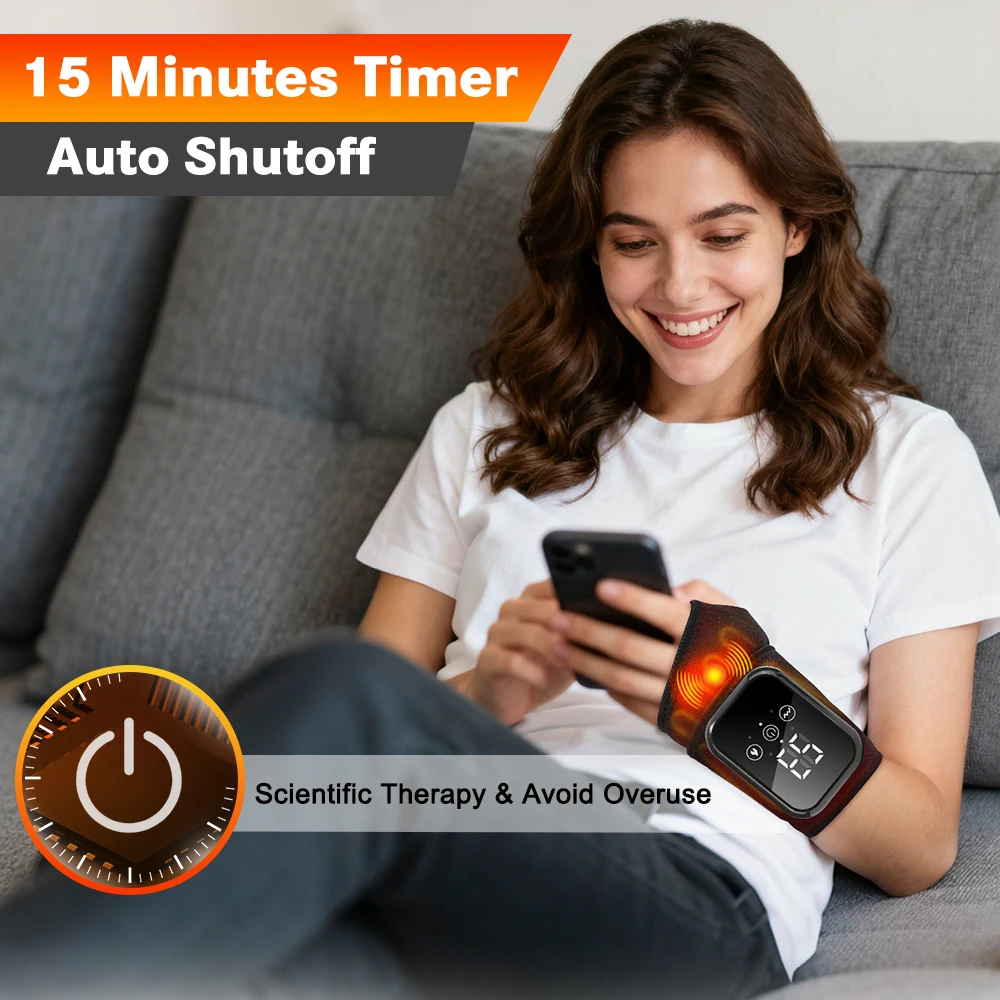 Electric Wrist Massager with Heating Pad and Deep Tissue Vibration - Comfortable Wrist Brace for Pain Relief and Recovery
Electric Wrist Massager with Heating Pad and Deep Tissue Vibration - Comfortable Wrist Brace for Pain Relief and Recovery