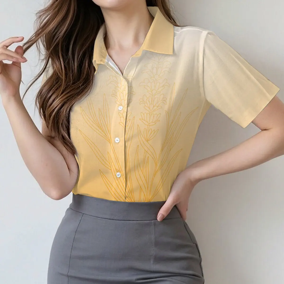 Летняя женская рубашка с коротким рукавом, однобортная, с ярким градиентом, изысканная и уникальная, стильная, для повседневной носки и универсальная.
Летняя женская рубашка с коротким рукавом, однобортная, с ярким градиентом, изысканная и уникальная, стильная, для повседневной носки и универсальная.