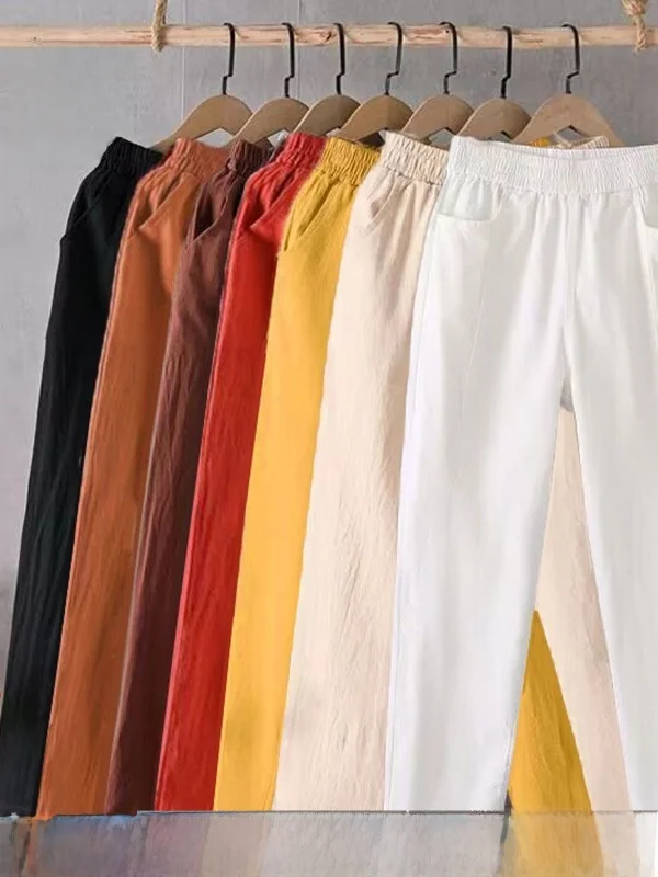 Женские повседневные брюки из хлопка и льна с высокой талией, свободные, на резинке, тонкие, весенне-летние, в корейском стиле, фасона Харлан, брюки-фонарики
Женские повседневные брюки из хлопка и льна с высокой талией, свободные, на резинке, тонкие, весенне-летние, в корейском стиле, фасона Харлан, брюки-фонарики