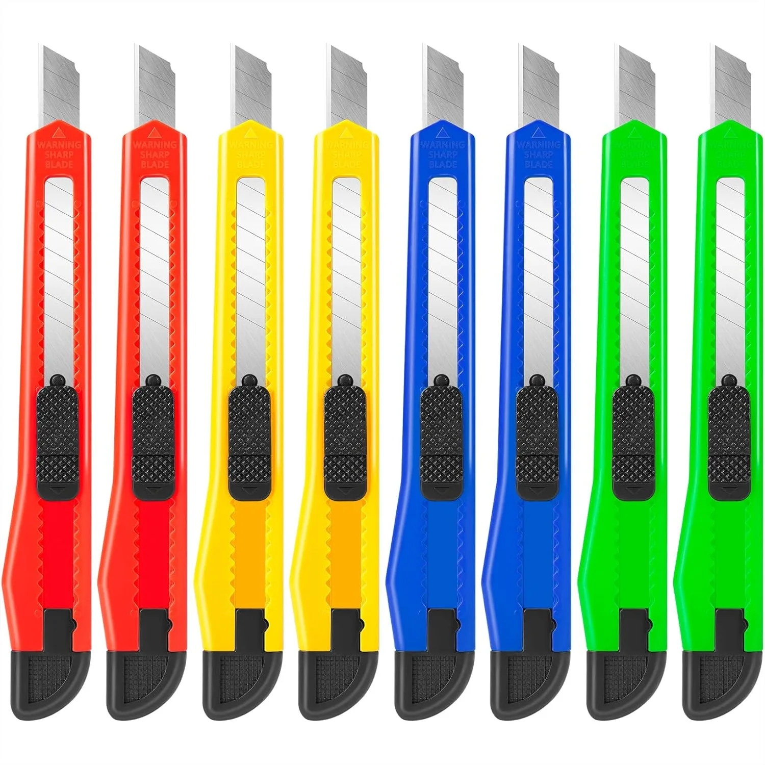 8 Pack Utility Knife Box Cutters with 9mm Wide Blade Retractable, Compact Disposable Box Opener for Office Craft
8 Pack Utility Knife Box Cutters with 9mm Wide Blade Retractable, Compact Disposable Box Opener for Office Craft