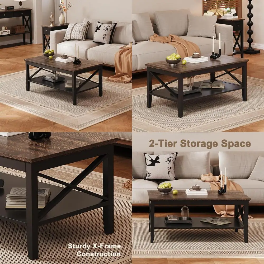 Sturdy Wooden Coffee Table with Thick Legs and Storage for Living Room
Sturdy Wooden Coffee Table with Thick Legs and Storage for Living Room